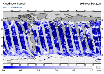 OMI - Cloud cover fraction of 30 November 2020