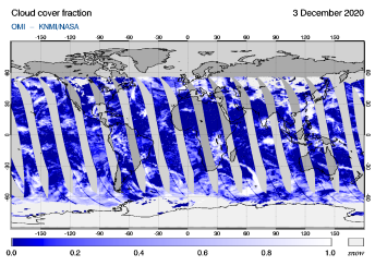 OMI - Cloud cover fraction of 03 December 2020
