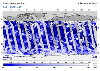 OMI - Cloud cover fraction of 08 December 2020