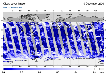 OMI - Cloud cover fraction of 09 December 2020