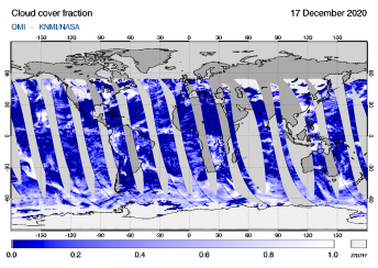 OMI - Cloud cover fraction of 17 December 2020