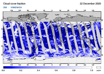 OMI - Cloud cover fraction of 22 December 2020