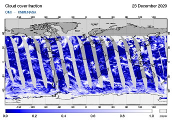 OMI - Cloud cover fraction of 23 December 2020