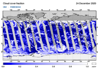 OMI - Cloud cover fraction of 24 December 2020