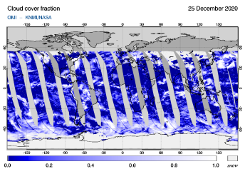 OMI - Cloud cover fraction of 25 December 2020