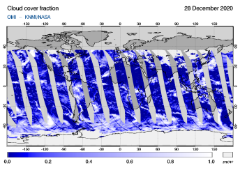 OMI - Cloud cover fraction of 28 December 2020
