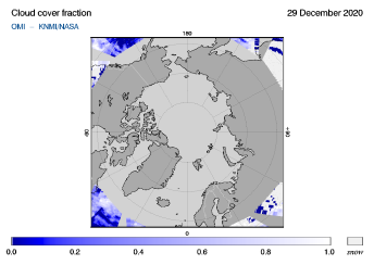 OMI - Cloud cover fraction of 29 December 2020