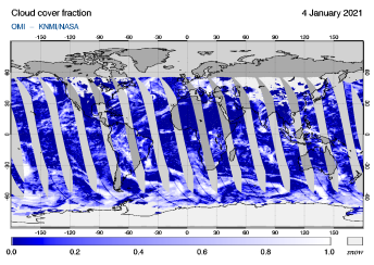 OMI - Cloud cover fraction of 04 January 2021