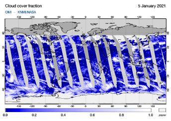 OMI - Cloud cover fraction of 05 January 2021
