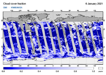 OMI - Cloud cover fraction of 06 January 2021