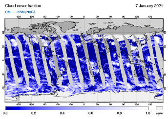 OMI - Cloud cover fraction of 07 January 2021