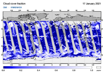 OMI - Cloud cover fraction of 17 January 2021
