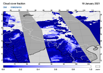 OMI - Cloud cover fraction of 18 January 2021