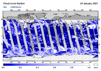 OMI - Cloud cover fraction of 24 January 2021