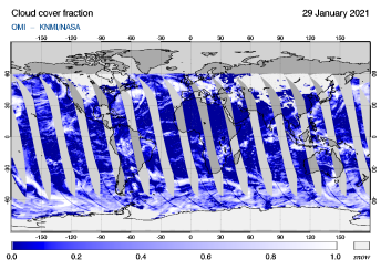 OMI - Cloud cover fraction of 29 January 2021