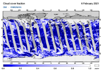 OMI - Cloud cover fraction of 06 February 2021