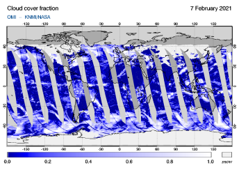 OMI - Cloud cover fraction of 07 February 2021