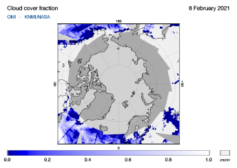 OMI - Cloud cover fraction of 08 February 2021