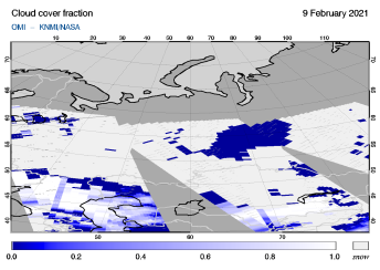 OMI - Cloud cover fraction of 09 February 2021