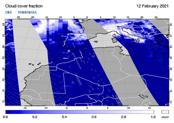 OMI - Cloud cover fraction of 12 February 2021