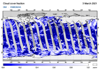 OMI - Cloud cover fraction of 03 March 2021