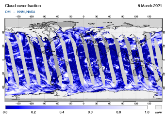 OMI - Cloud cover fraction of 05 March 2021