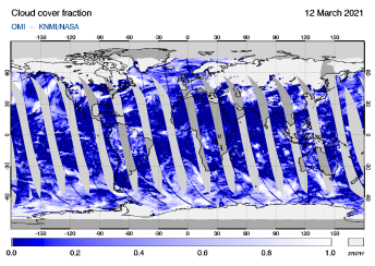 OMI - Cloud cover fraction of 12 March 2021