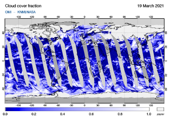 OMI - Cloud cover fraction of 19 March 2021