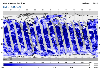 OMI - Cloud cover fraction of 20 March 2021
