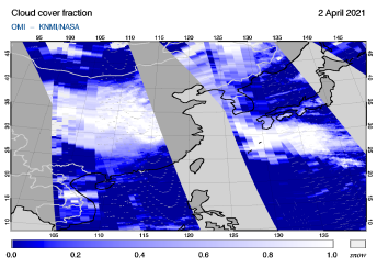 OMI - Cloud cover fraction of 02 April 2021
