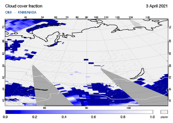 OMI - Cloud cover fraction of 03 April 2021