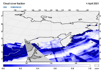 OMI - Cloud cover fraction of 04 April 2021