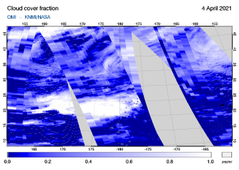OMI - Cloud cover fraction of 04 April 2021