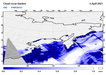 OMI - Cloud cover fraction of 05 April 2021