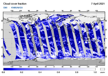 OMI - Cloud cover fraction of 07 April 2021