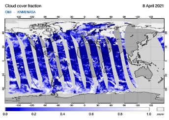OMI - Cloud cover fraction of 08 April 2021