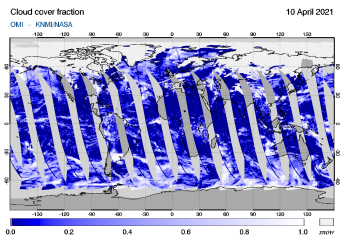 OMI - Cloud cover fraction of 10 April 2021
