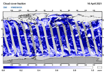 OMI - Cloud cover fraction of 16 April 2021