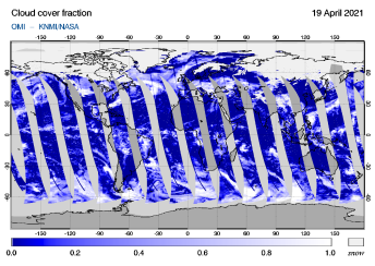 OMI - Cloud cover fraction of 19 April 2021