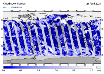 OMI - Cloud cover fraction of 21 April 2021