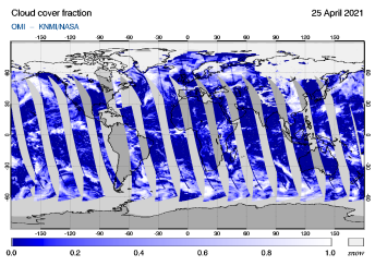 OMI - Cloud cover fraction of 25 April 2021