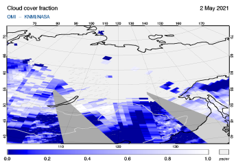 OMI - Cloud cover fraction of 02 May 2021
