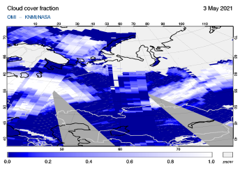 OMI - Cloud cover fraction of 03 May 2021