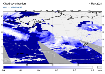 OMI - Cloud cover fraction of 04 May 2021
