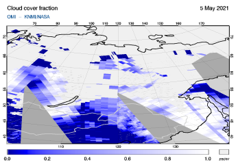 OMI - Cloud cover fraction of 05 May 2021