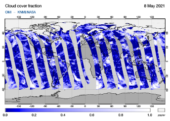 OMI - Cloud cover fraction of 08 May 2021