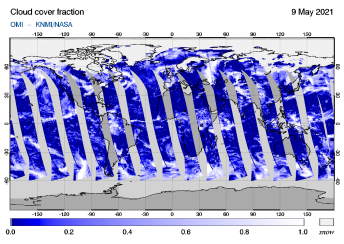 OMI - Cloud cover fraction of 09 May 2021