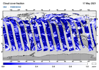 OMI - Cloud cover fraction of 17 May 2021