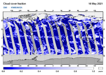 OMI - Cloud cover fraction of 18 May 2021