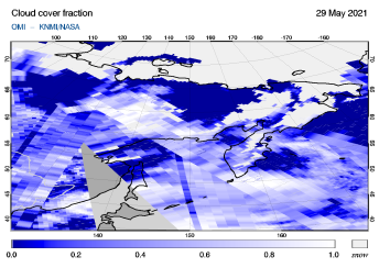 OMI - Cloud cover fraction of 29 May 2021